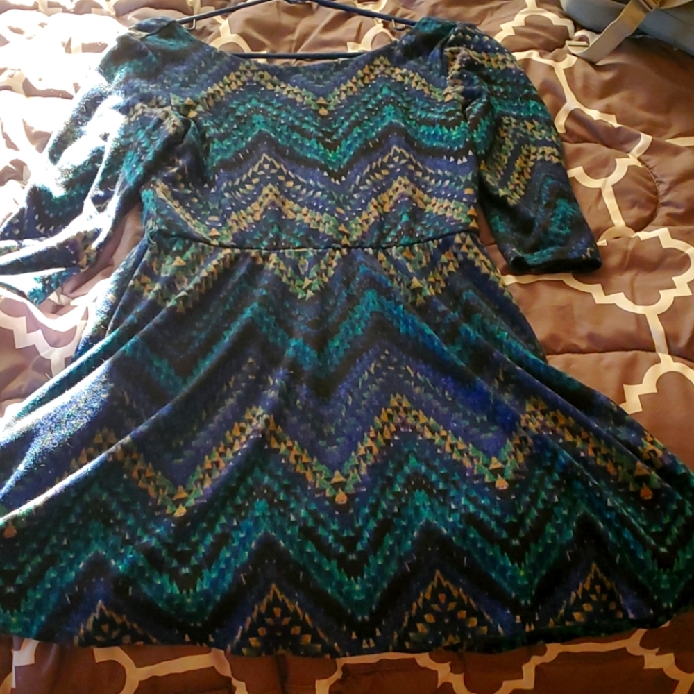 Winter dress, back scoop neck